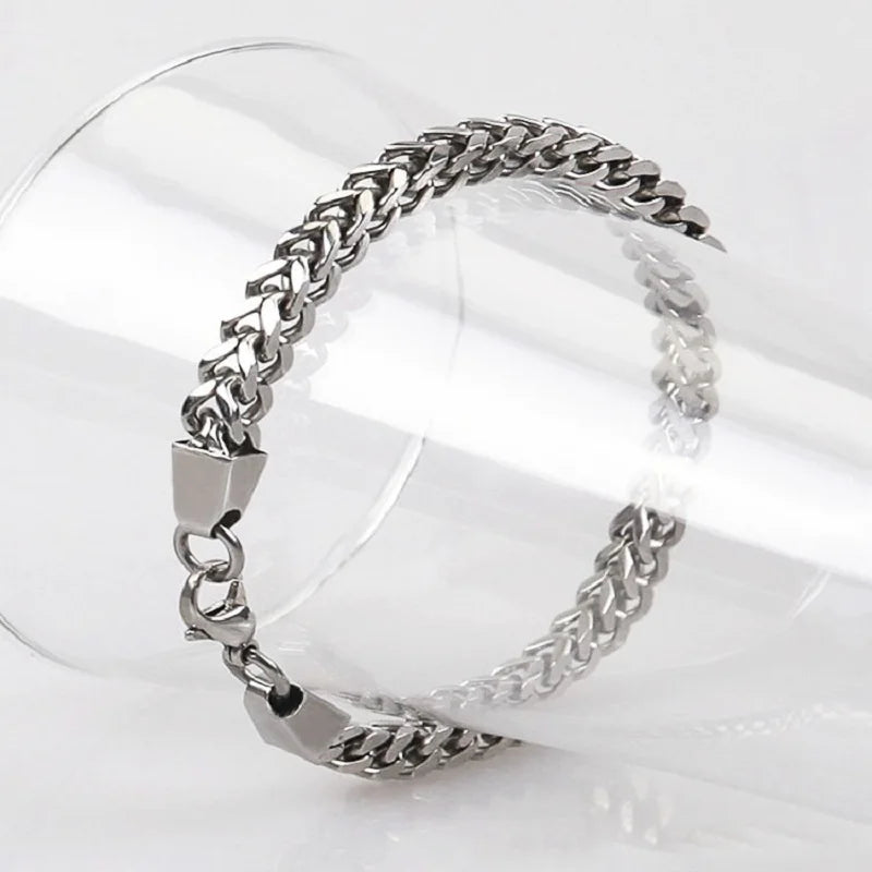 Pulsera de Cadena Cubana de Acero Inoxidable 316L para Hombre y Mujer – Figaro Vintage, Joyería de Lujo Kpop y Emo, Regalo Perfecto
