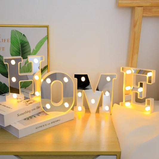 Lámpara de Letras LED Plateadas de 16cm - Decoración para Hogar, Bodas, Cumpleaños y Propuestas Románticas