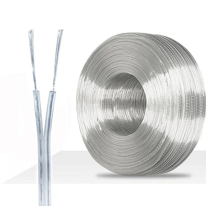 Cable de Cobre de 2 Núcleos Paralelo Transparente, Línea Plana de Alimentación CC para Tira de Luz LED, 1A-7A, 28-18AWG