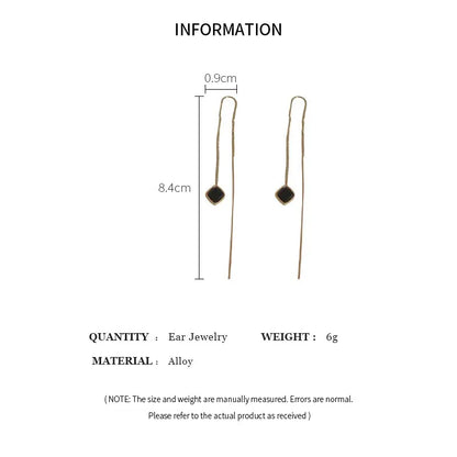 Pendientes Geométricos Largos para Mujeres - Aretes en Forma de Cuadrado con Borlas Doradas, Moda Coreana, Joyería de Fiesta