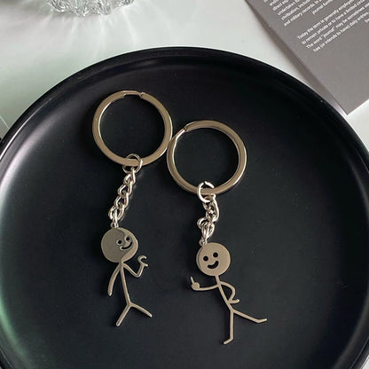 Llavero Divertido para Parejas – Diseño Creativo de Corazón a Corazón y Mano con Dedos, Regalo para Enamorados