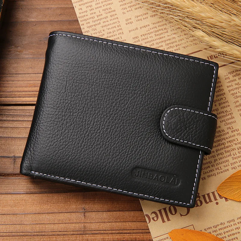 Cartera de Hombre JINBAOLAI en Cuero Genuino, Estilo Vintage con Cremallera, Alta Calidad