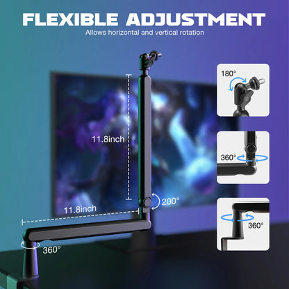 Soporte de Micrófono Ajustable de Bajo Perfil FIFINE con Gestión de Cables/Montaje en Escritorio, Brazo de Suspensión para K688 Ampligame AM8-BM88