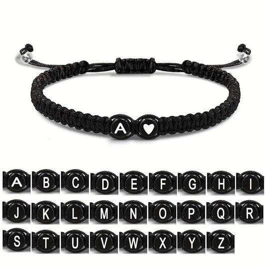 Pulsera Inicial de Corazón con Letras A-Z - Pulsera Ajustable Hecha a Mano para Mujeres y Hombres, Regalos de Amistad