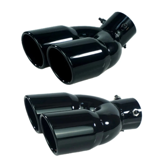 Tubo de Escape Universal de Doble Salida 63mm - Punta de Escape Trasera de Acero Inoxidable en Negro Titanio
