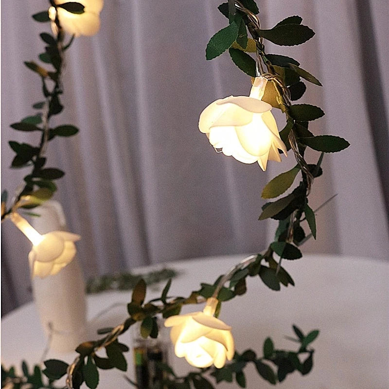 Cadena de Luces LED de Rosas Blancas 1.5/3M - Decoración de Mesa para Bodas y Eventos