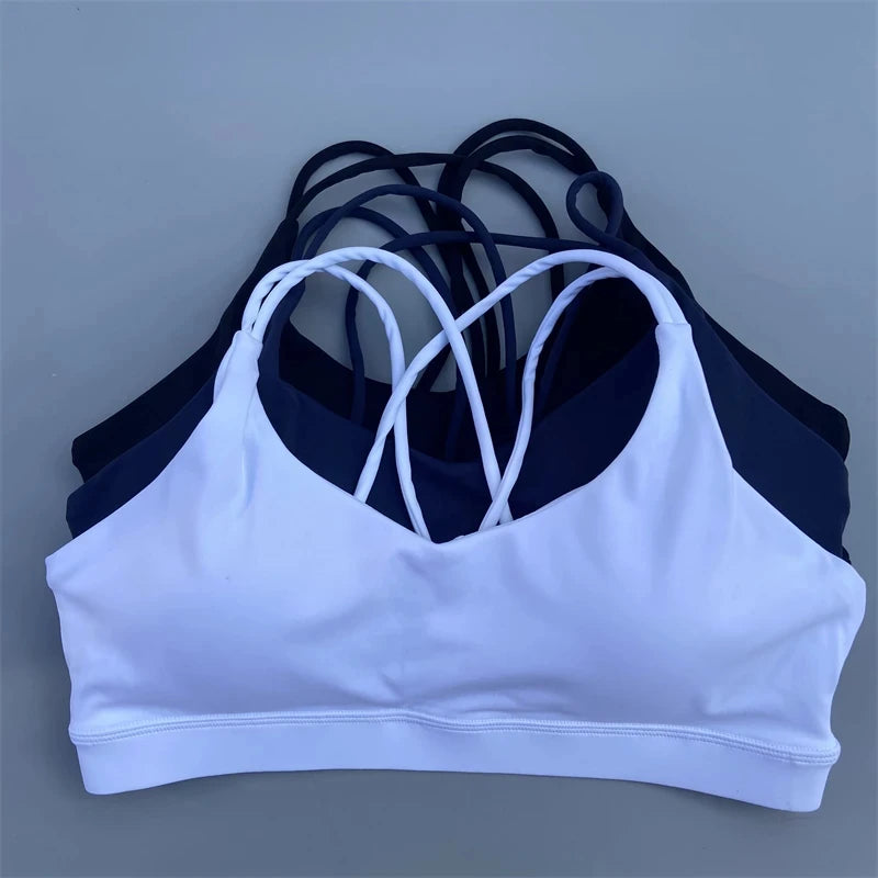 Sujetador de Fitness Suave de Alta Resistencia para Mujer - Top Deportivo Ajustado, Ropa Interior de Entrenamiento Integral, Gimnasio, Yoga, Almohadilla para el Pecho, Color Sólido