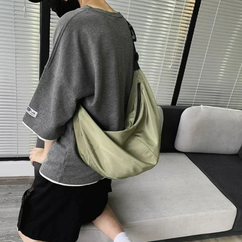 Bolsa Crossbody Unisex de Gran Capacidad, Estilo Harajuku Japonés, Impermeable, con Cierre de Cremallera para Viajes y Uso Diario