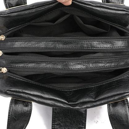 Bolso de Mano Multicapas para Mujeres, Bolso de Cuero de Alta Calidad, Bolsos de Diseño Lujo, Gran Capacidad Estilo Boston para Dama
