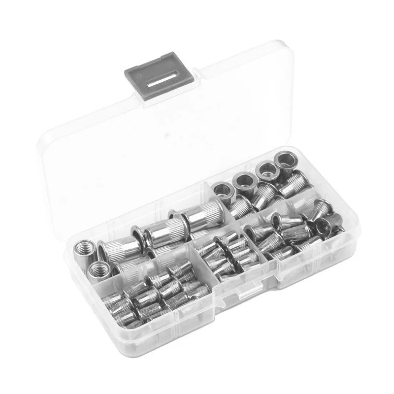 Kit de Herramientas de 100 Piezas con Tuercas Remachadas de Aluminio M3/M4/M5/M6/M8: Accesorios de Sujetadores para Pistola Remachadora, Pernos y Tuercas