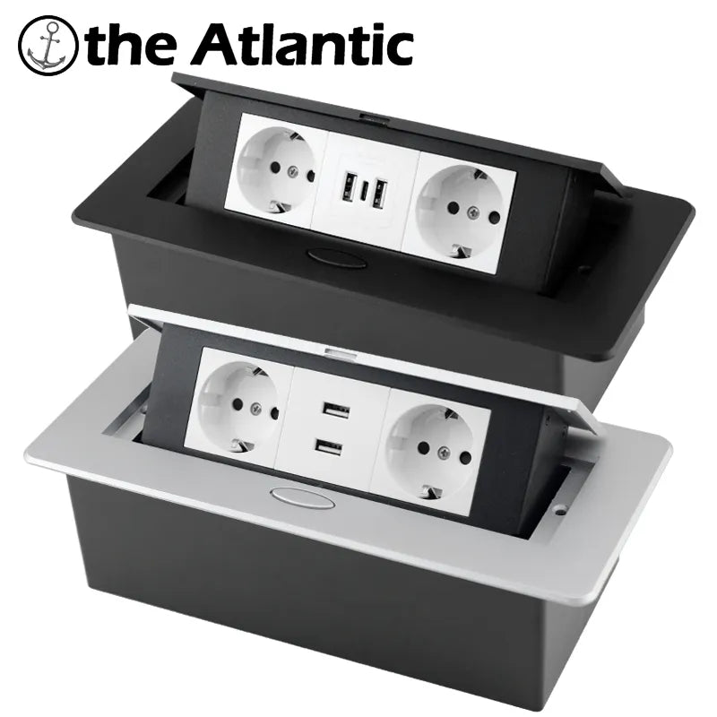Enchufes Pop-Up de Bricolaje para Mesa de Escritorio con Salida Oculta EU FR AU US y USB HDMI RJ45 Tipo C TV Multifuncional en la Encimera