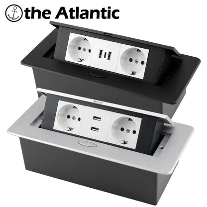 Enchufes Pop-Up de Bricolaje para Mesa de Escritorio con Salida Oculta EU FR AU US y USB HDMI RJ45 Tipo C TV Multifuncional en la Encimera
