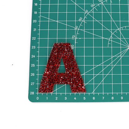 1PC Letra y Número de Acrílico con Rhinestones Rojos para Planchar en Ropa, Insignia Adhesiva para Ropa, Bolsos y Zapatos DIY