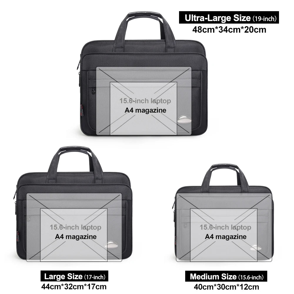 Maletín de Gran Capacidad para Hombre – Bolsa de Negocios para Laptop de 15.6", 17" y 19", Bolsa de Hombro de Lona con Compartimentos de Organización