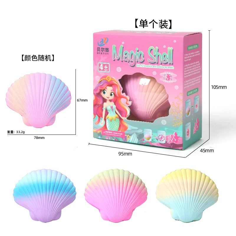 Juguetes de Sirena que Eclosionan en Agua, Caja Sorpresa con Pulsera de Princesa y Concha de Colores