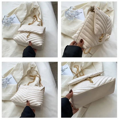Bolso Casual de Cadena Crossbody para Mujeres - Bolso de Hombro con Rayas de Moda, Gran Capacidad, Diseño con Tapeta, Accesorio Elegante