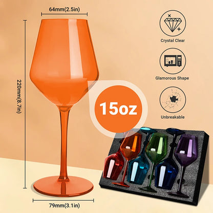 Copas de Vino Irrompibles de Tritan MICHLEY (2/4/6 Piezas) - Reutilizables y Flotantes, Coloridas para Piscina, Fiesta y Uso al Aire Libre, Apto para Lavavajillas