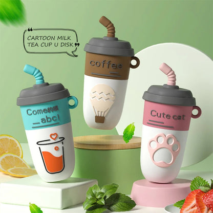 U&H V013 Pendrive USB Milk Tea con Llavero | 4GB - 256GB | Memoria USB Flash Disk para PC y Laptops | Diseño Portátil y Resistente | USB 2.0