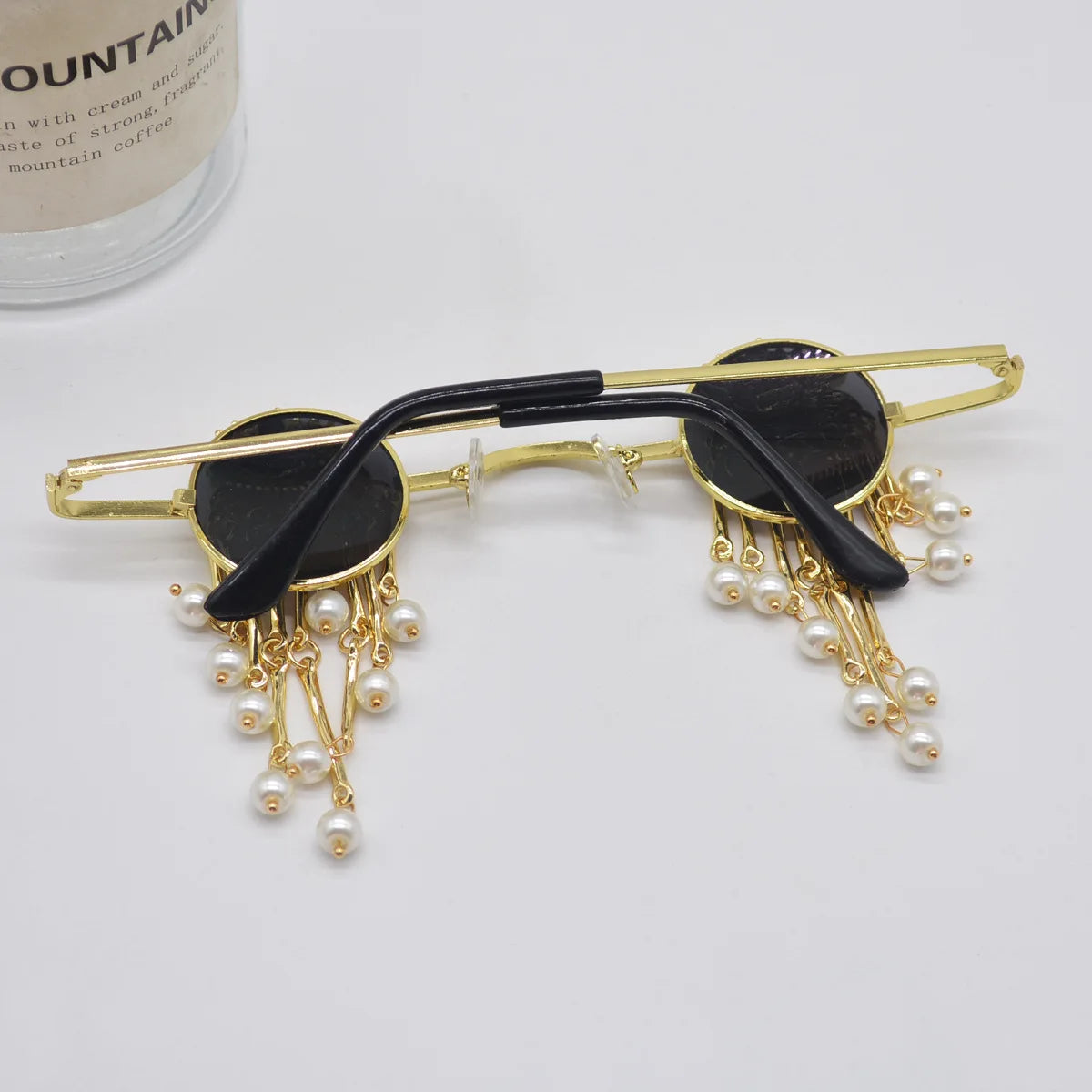 Ojo de diablo con borla de perlas para mujer, gafas de sol Vintage, Ojos de demonio, pendiente, anillo, broche personalizado, joyería de moda