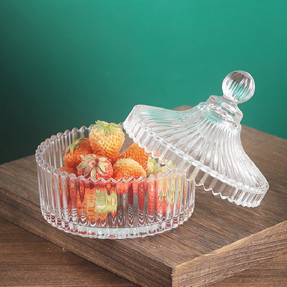 Tarro de Almacenamiento de Vidrio a Rayas de Diamante Europeo, Caja de Dulces, Tarro de Cristal con Tapa, Candelabro de Aromaterapia, Contenedor de Alimentos