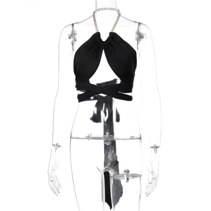 Camiseta Sin Mangas para Mujer: Top de Verano Halter con Pliegues y Cuello en V