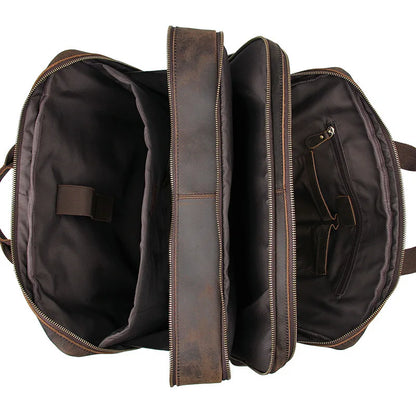 Mochila de Cuero Genuino para Laptop de 17.3 Pulgadas - Maletín de Negocios Retro para Hombre, Bolsa Grande de Viaje y Oficina