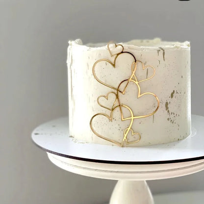 Adorno de pastel acrílico dorado "Feliz cumpleaños" - Diseño de corazón para bodas, San Valentín y postres de fiesta