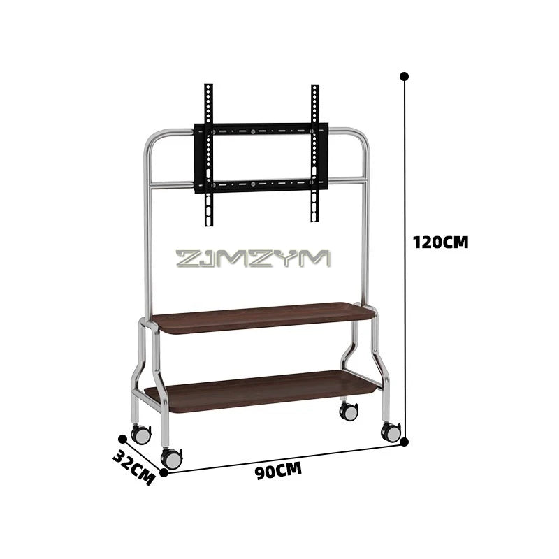 Soporte de suelo de TV de acero inoxidable para el hogar, sala de estar y dormitorio, extraíble, 40-80 pulgadas, con polea móvil de 360°