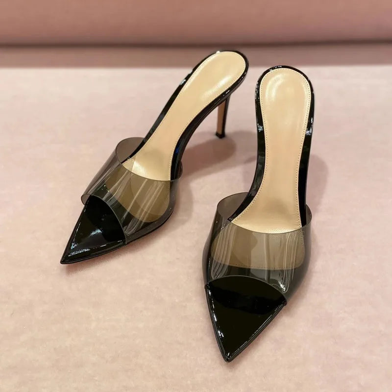 Elegantes Tacones Transparentes Abiertos - Chic Sandalias con Punta