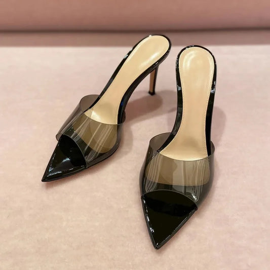 Elegantes Tacones Transparentes Abiertos - Chic Sandalias con Punta