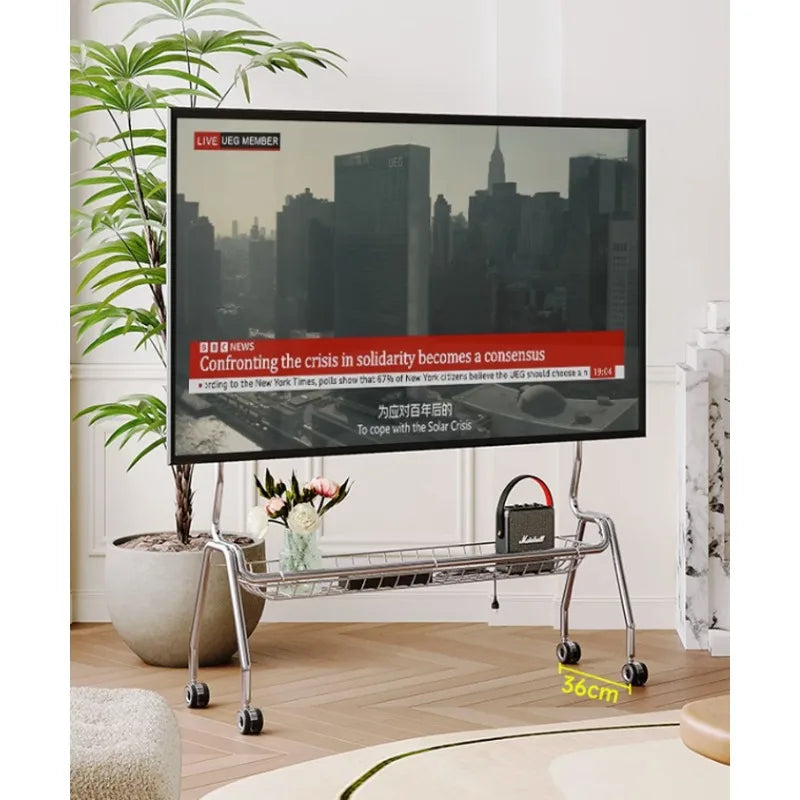 Soporte de TV con ruedas para el hogar, colgador de monitor, muebles simples montados en el suelo, nórdico