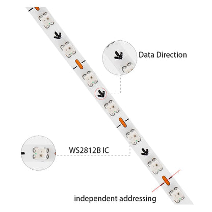 Tira LED WS2812B Ultra Delgada 2.7mm 160 LEDs/m RGBIC Enderezable DC5V/12V