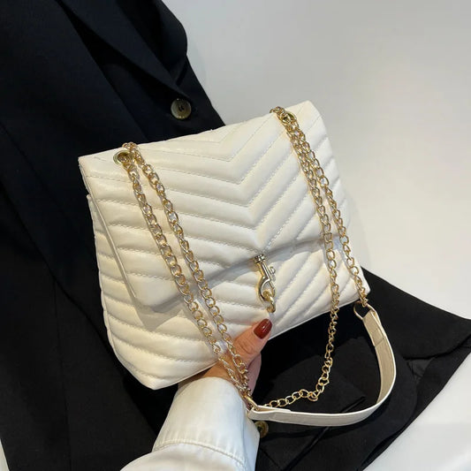 Bolso Casual de Cadena Crossbody para Mujeres - Bolso de Hombro con Rayas de Moda, Gran Capacidad, Diseño con Tapeta, Accesorio Elegante