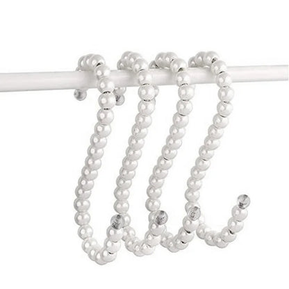 Ganchos de Perlas Blancas en Forma de S - Colgadores Antideslizantes para Armarios y Tiendas de Ropa