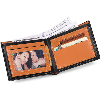Nueva Cartera Corta de Fibra de Carbono para Hombre con Cremallera Integrada y Bolsillo para Monedas