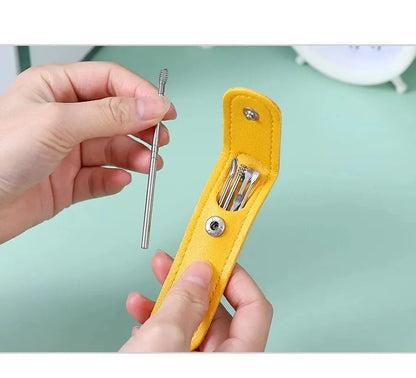 Kit de 6 Cucharillas Removedoras de Cera para Oídos de Acero Inoxidable - Herramienta de Cuidado para la Limpieza Auditiva