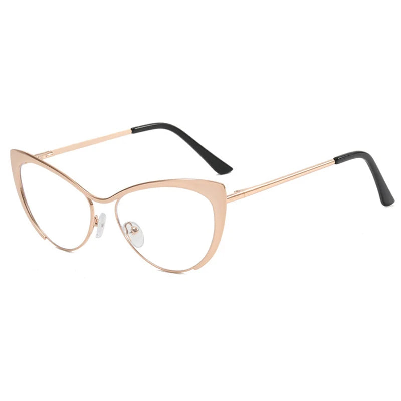 Montura de Gafas de Metal Anti-Luz Azul, Espejo Plano de Ojo de Gato con Personalidad, Bloqueo Azul Femenino, Tendencia, 2023