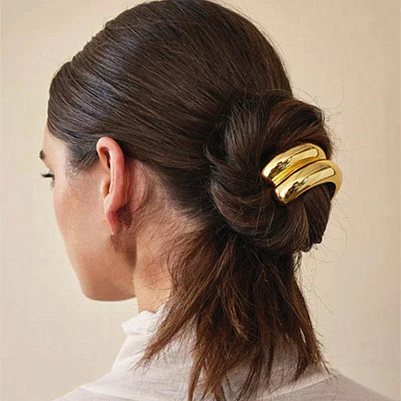 Elástico de Cabello Metálico Liso – Accesorio de Moda para Mujeres y Niñas