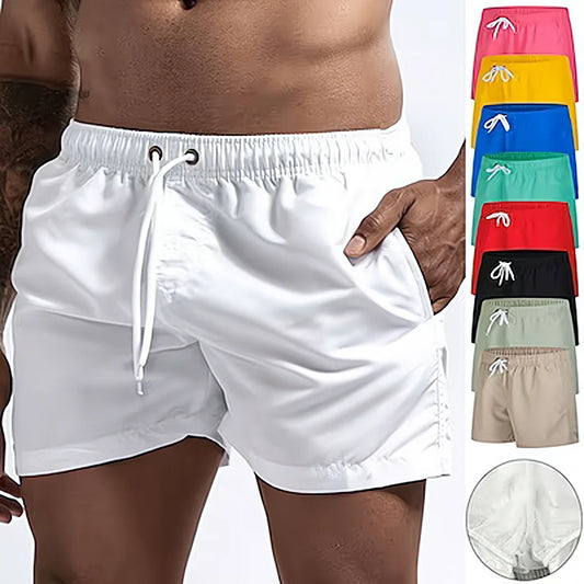 Bañador Corto de Secado Rápido para Hombre, Traje de Baño Transpirable con Cordón y Bolsillos para Surfear en la Playa, Verano
