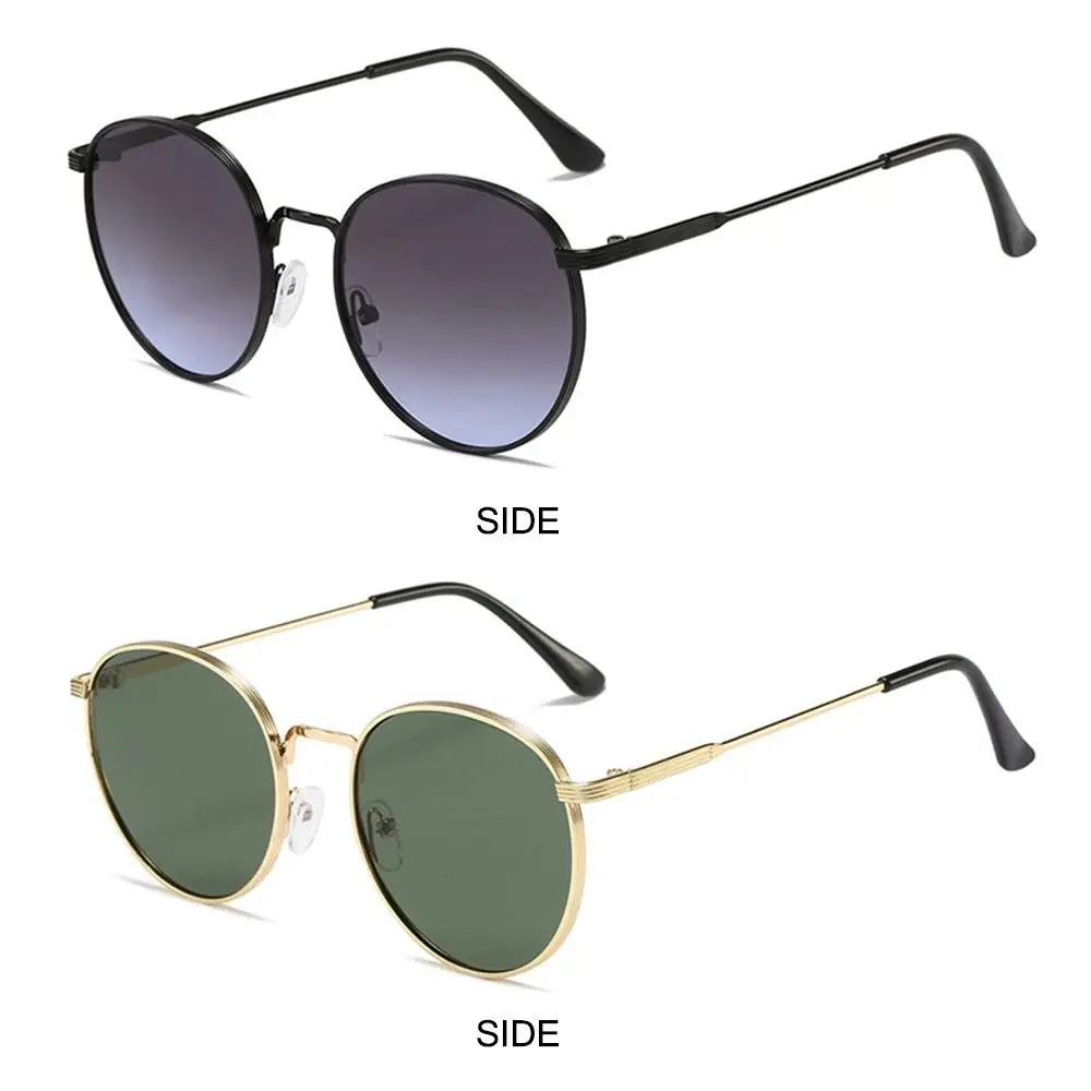 Gafas de Sol Redondas Vintage para Hombre y Mujer - Lentes Circulares con Montura de Metal, Protección UV, Estilo Retro