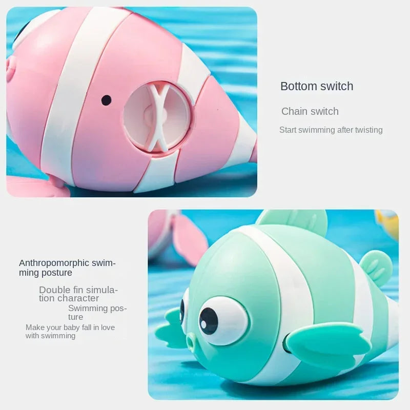 Juguete de Baño para Bebés, Pez Payaso Flotante con Cuerda, Juguete de Natación para Bañera, Regalo para Niños y Niñas