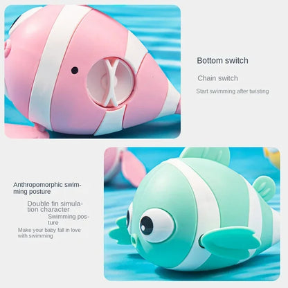 Juguete de Baño para Bebés, Pez Payaso Flotante con Cuerda, Juguete de Natación para Bañera, Regalo para Niños y Niñas