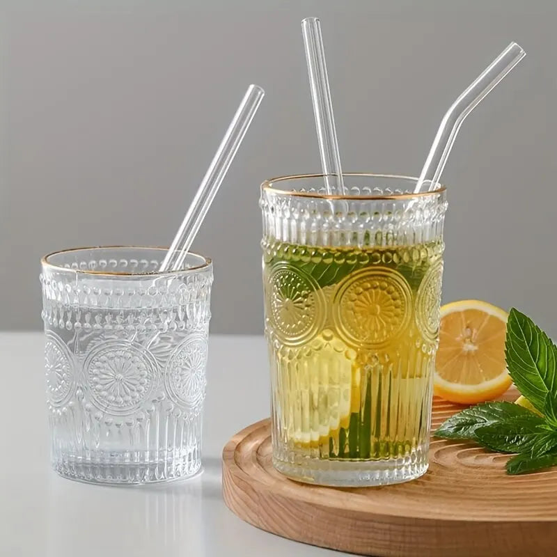 Juego de Pajitas de Vidrio Resistentes al Calor - 5 Pajitas Reutilizables con Cepillo de Limpieza, Perfectas para Batidos, Té y Jugo
