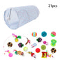 Sonajero para Gatos y Túnel de Papel Arrugado, Juguetes para Gatos Pequeños, Túnel Plegable de Poliester y Algodón, Tienda y Juguetes para Gatos, 21 Piezas