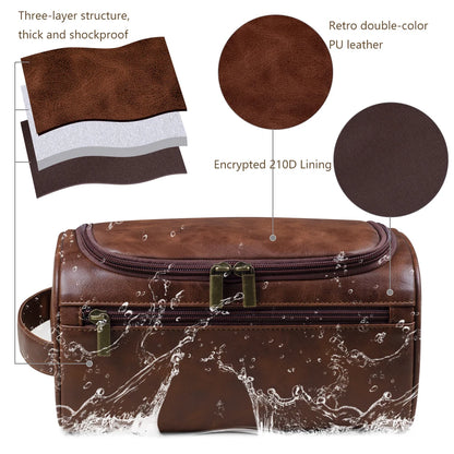 Neceser de Cuero para Hombres y Mujeres - Kit Dopp con Gancho para Viaje