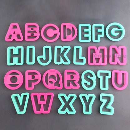 26 Piezas Cortadores de Galletas en Plástico Grande A-Z, Moldes de Letras 3D Presionables para Decoración de Pasteles, Fondant y Galletas DIY
