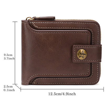 Billetera Hombre Vintage de Alta Calidad en Cuero PU con Bolsillo para Monedas, Tríptico y Cremallera