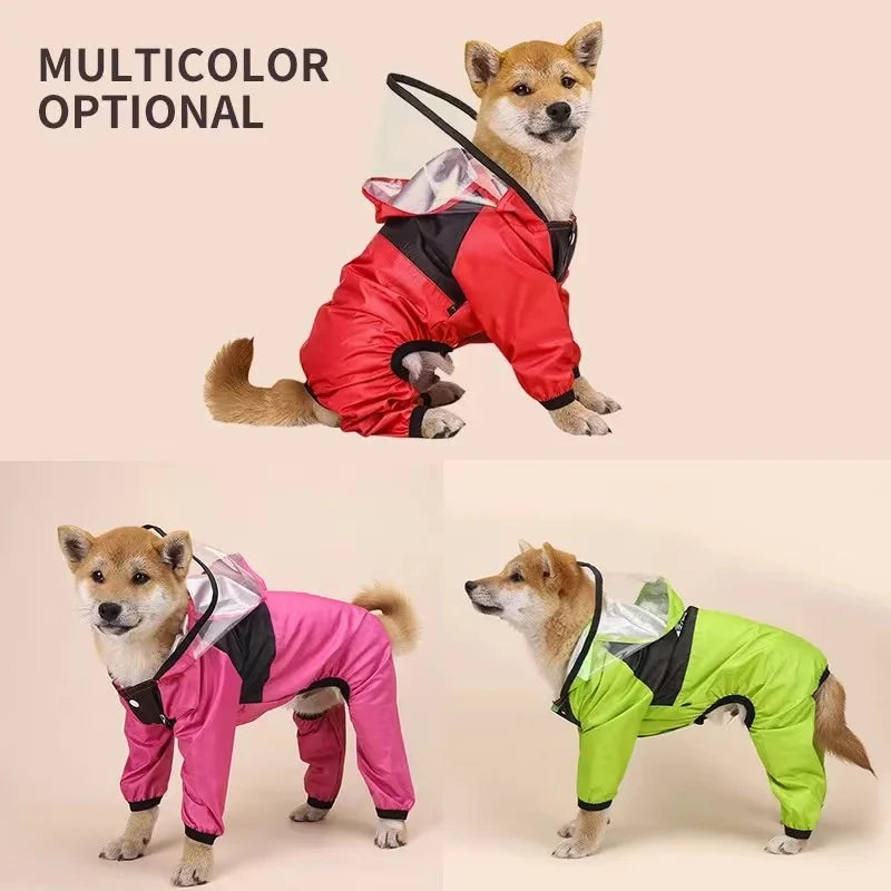Chubasquero con Cara para Perros, Mono Impermeable, Chaqueta Resistente al Agua, Abrigo para Mascotas