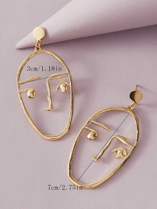 Pendientes de Cara Divertida para Mujer – Aretes Asimétricos Creativos, Un Par, Nuevo Diseño