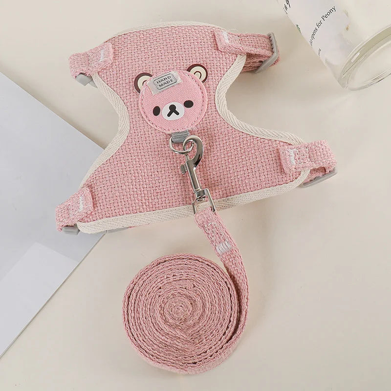 Conjunto de Arnés y Correa para Conejo, Chaleco Acolchado para Mascotas, Accesorios Lindos para Caminar al Aire Libre